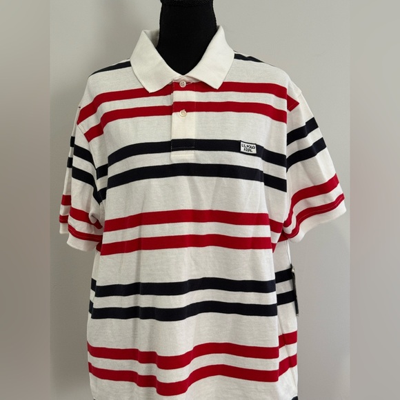 New US Polo Assn L Striped Polo Shirt - White, Red & Navy 189 - Picture 2 of 9